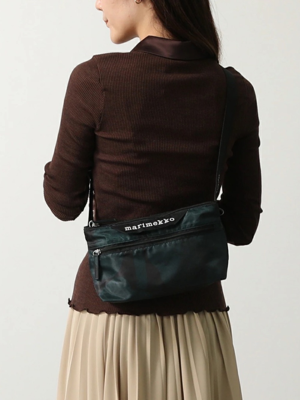 Marimekko Small Neat Unikko Crossbody Shoulder Bag - Dark Green/Black